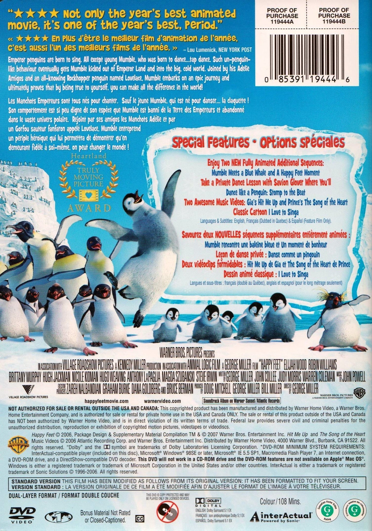 Happy Feet (Les petits pieds du bonheur) (Full Screen) (Bilingual)