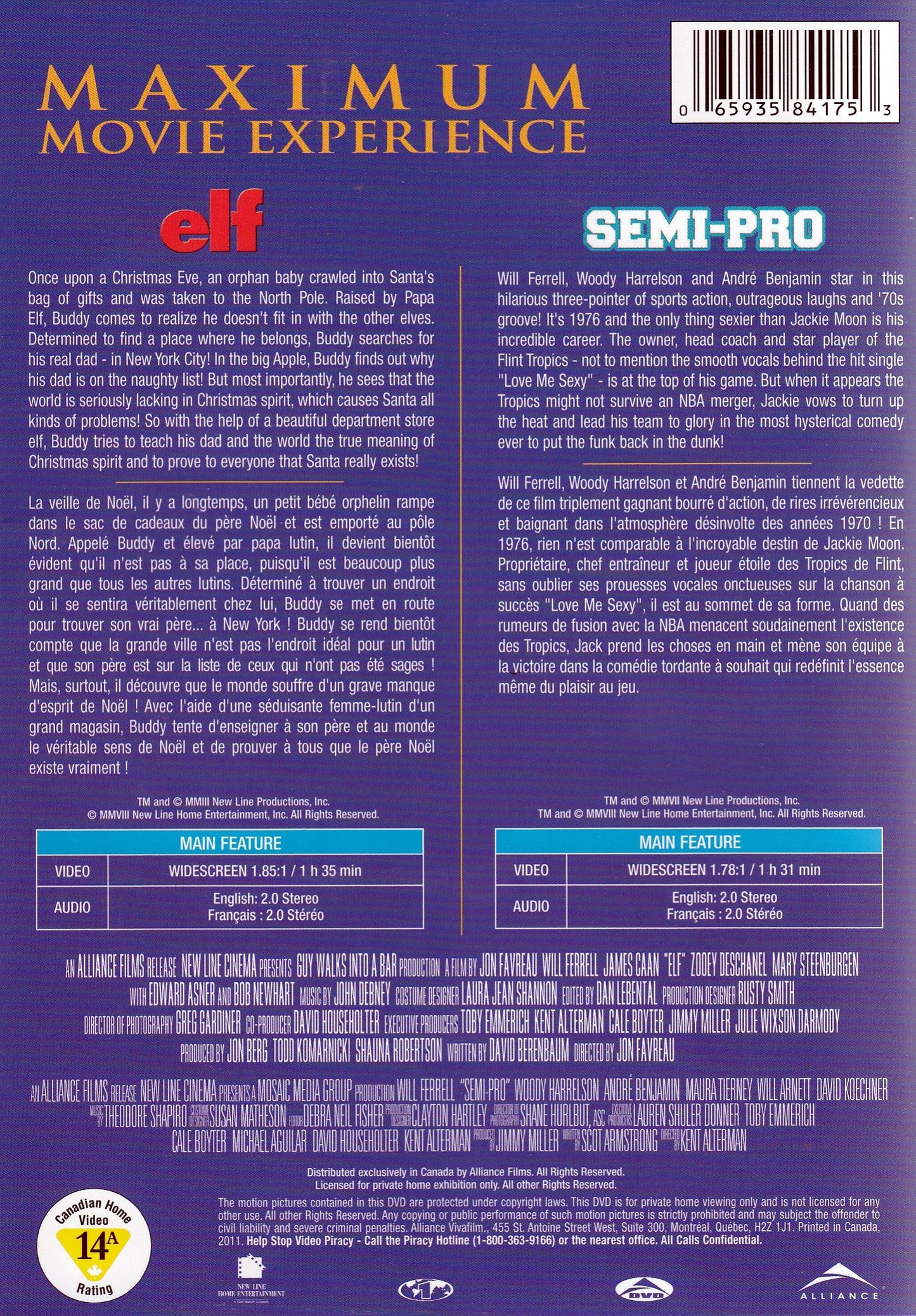 Elf / Semi-Pro (Double Feature) UsedVeryGood