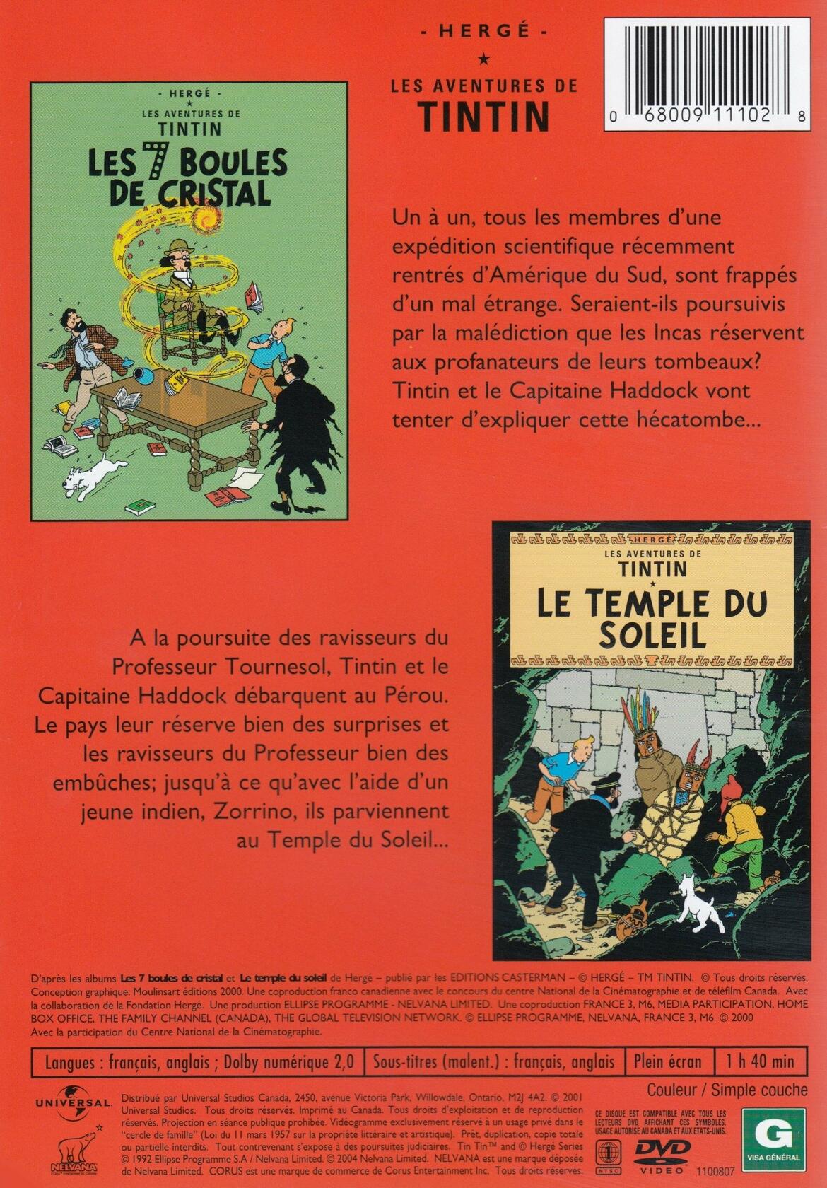 The Adventures of Tintin: 7 Boules/Cristal/Temple (Version française) - Very Good