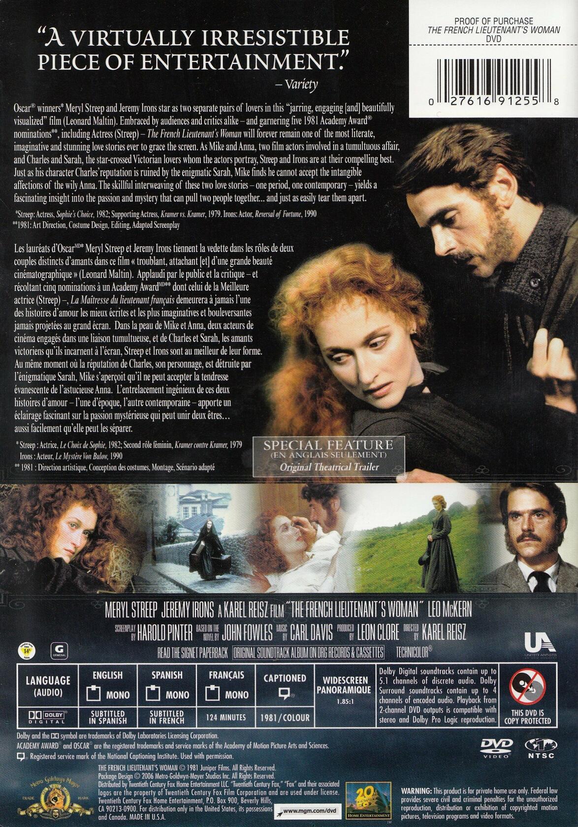 The French Lieutenant's Woman (Maîtresse de Lieutenant Français) (Bilingual) - Very Good