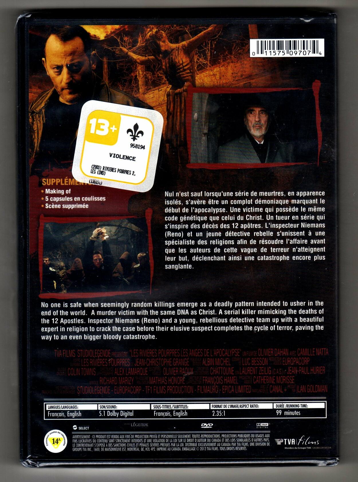 Crimson Rivers: Angels of the Apocalypse (Special Edition) French (Version française)