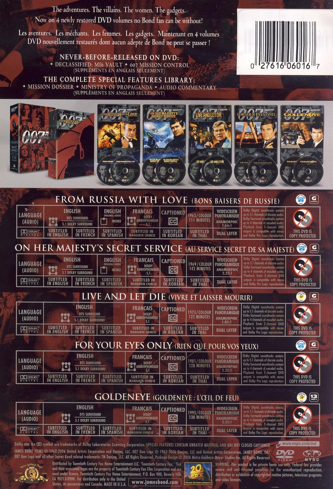 James Bond Ultimate Edition: Vol. 3 (GoldenEye / Live and Let Die / For Your Eyes Only / From Russia With Love / On Her Majesty's Secret Service)