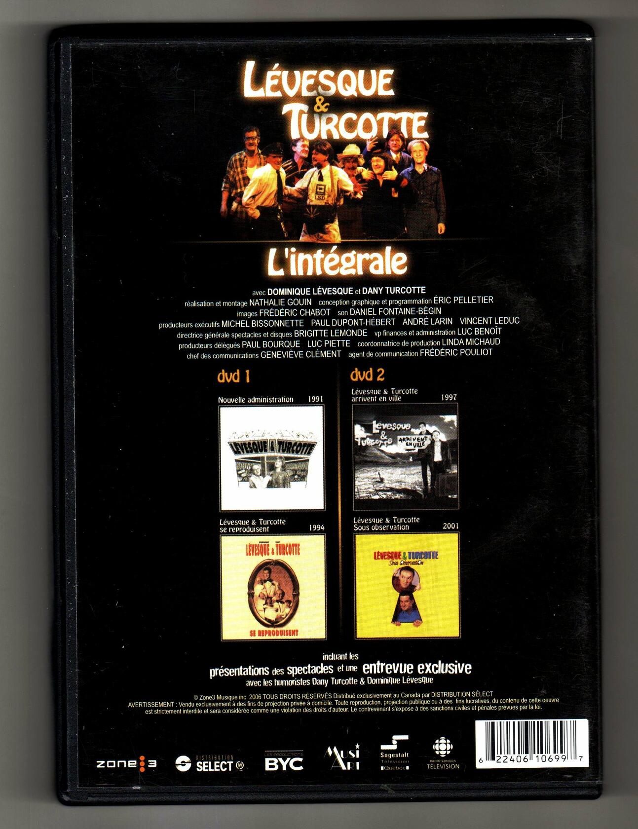 Lévesque et Turcotte : L'intégrale 2DVD- 4 Spéctacles - Very Good