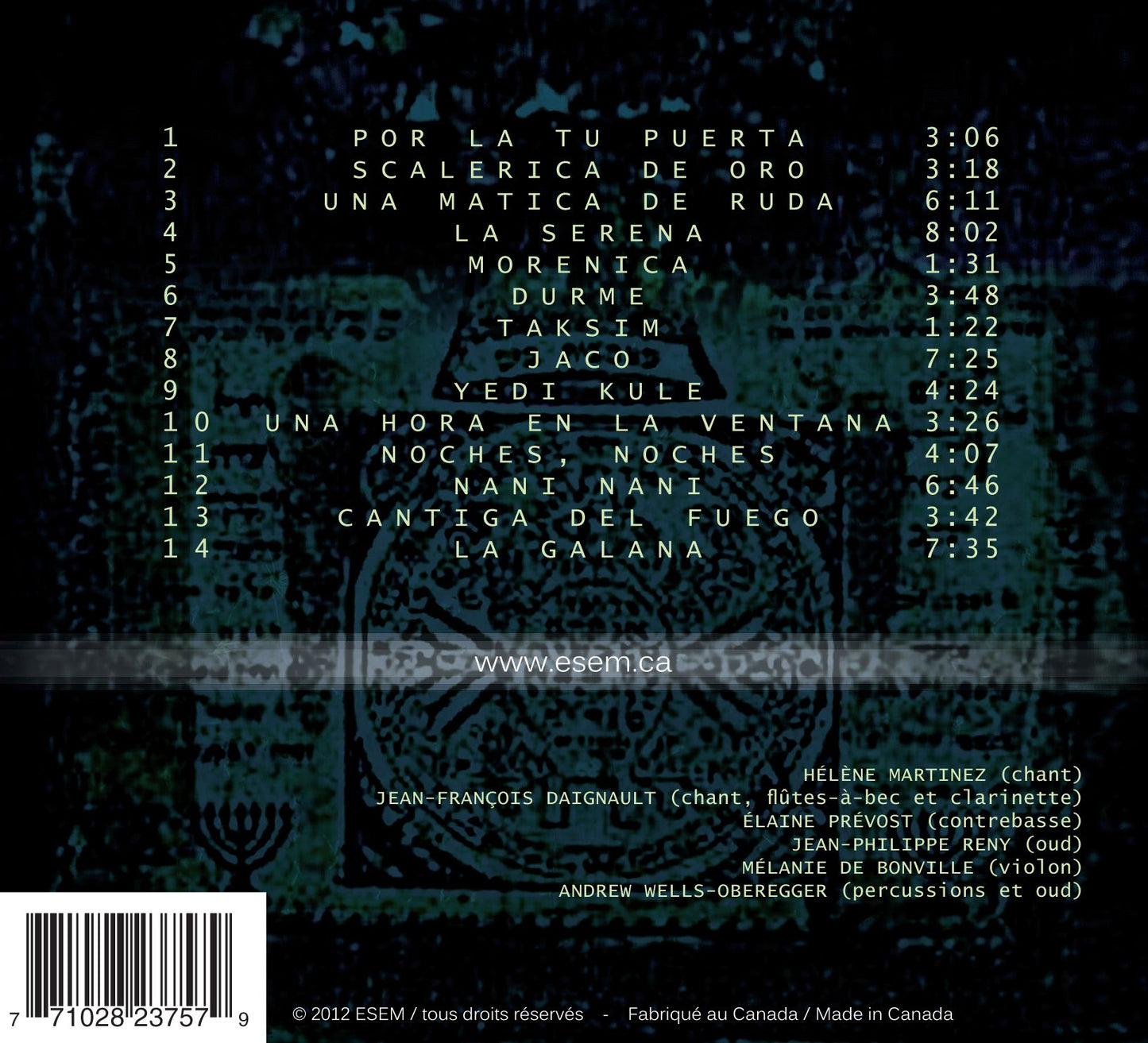 Esem TRADITIONAL,SEPHARDIC; Ensemble Sefarade; Mediterraneen and Tra - very good