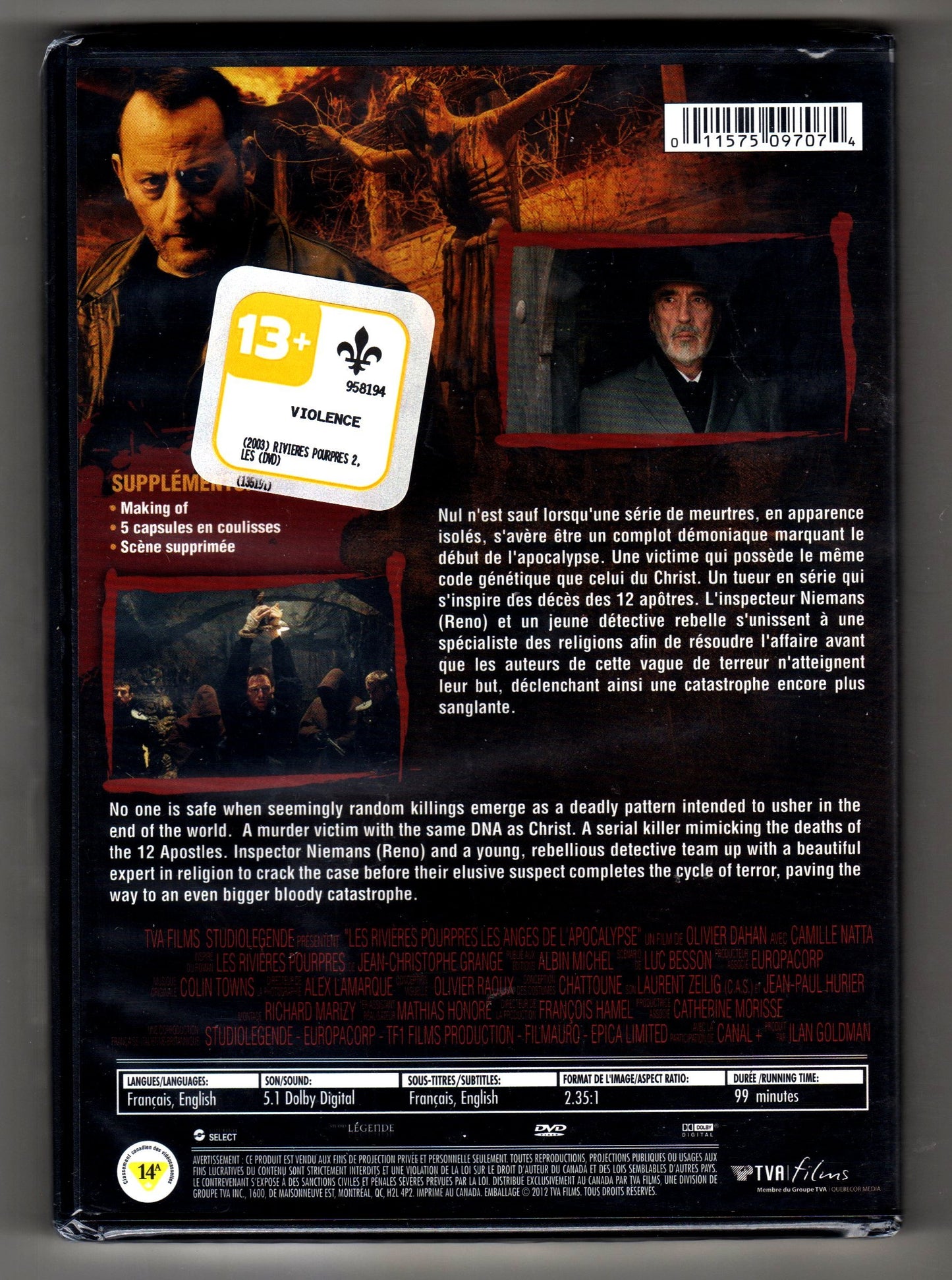 Crimson Rivers : Angels of the Apocalypse (Version franA§aise) [Very Good]