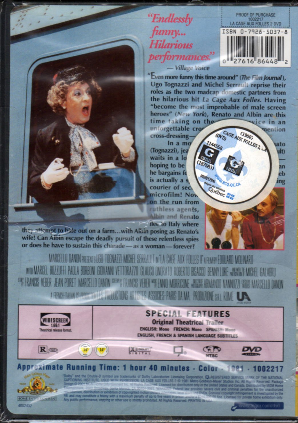 La Cage Aux Folles 2 (Widescreen) (Bilingual) [Very Good]