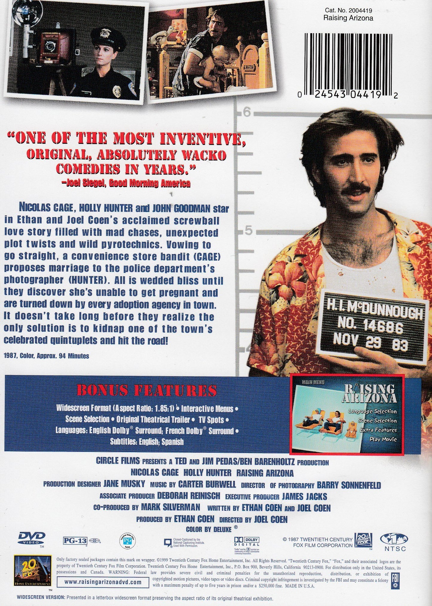 Raising Arizona [Very Good]