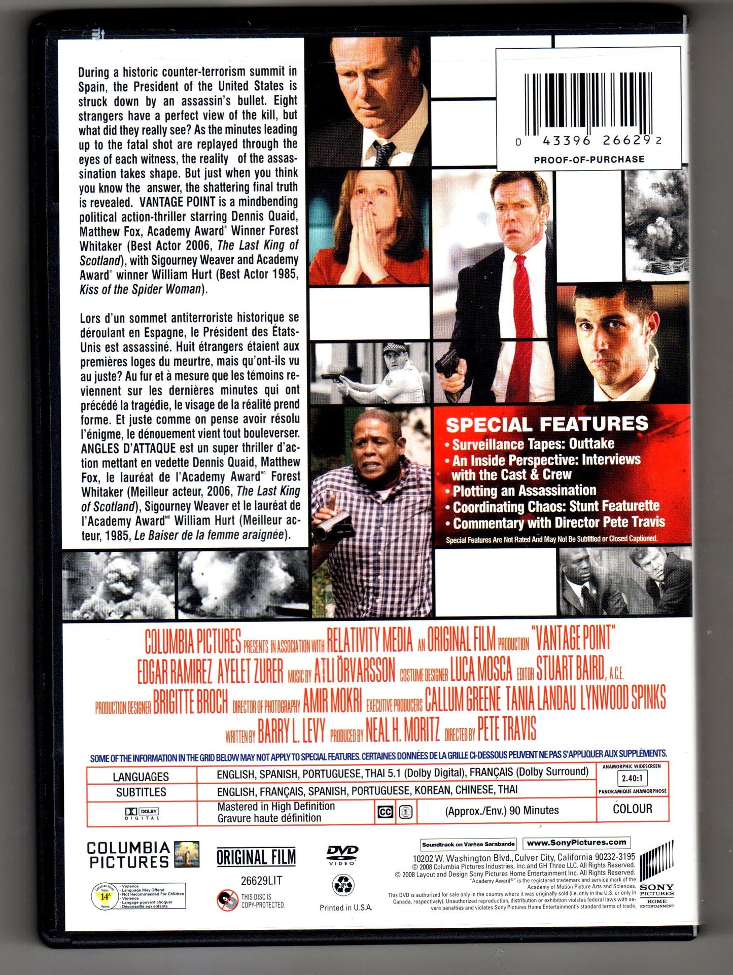 Vantage Point (Widescreen, Single Disc Version) Bilingual [New]