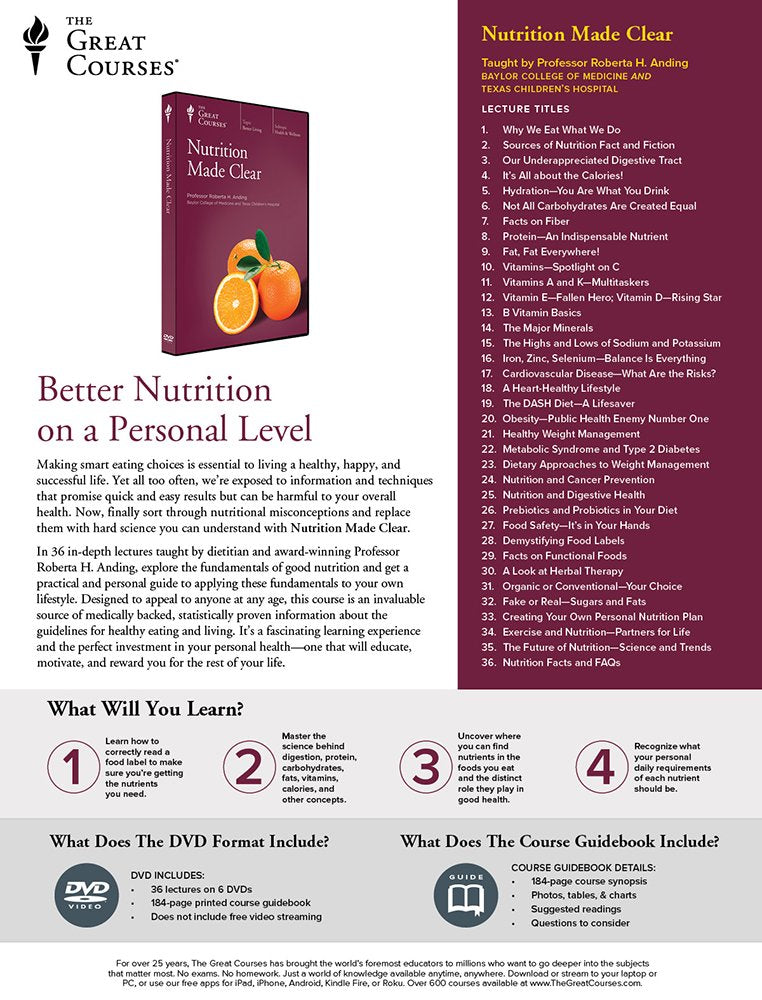 Nutrition Made Clear (The Great Courses) [Very Good]