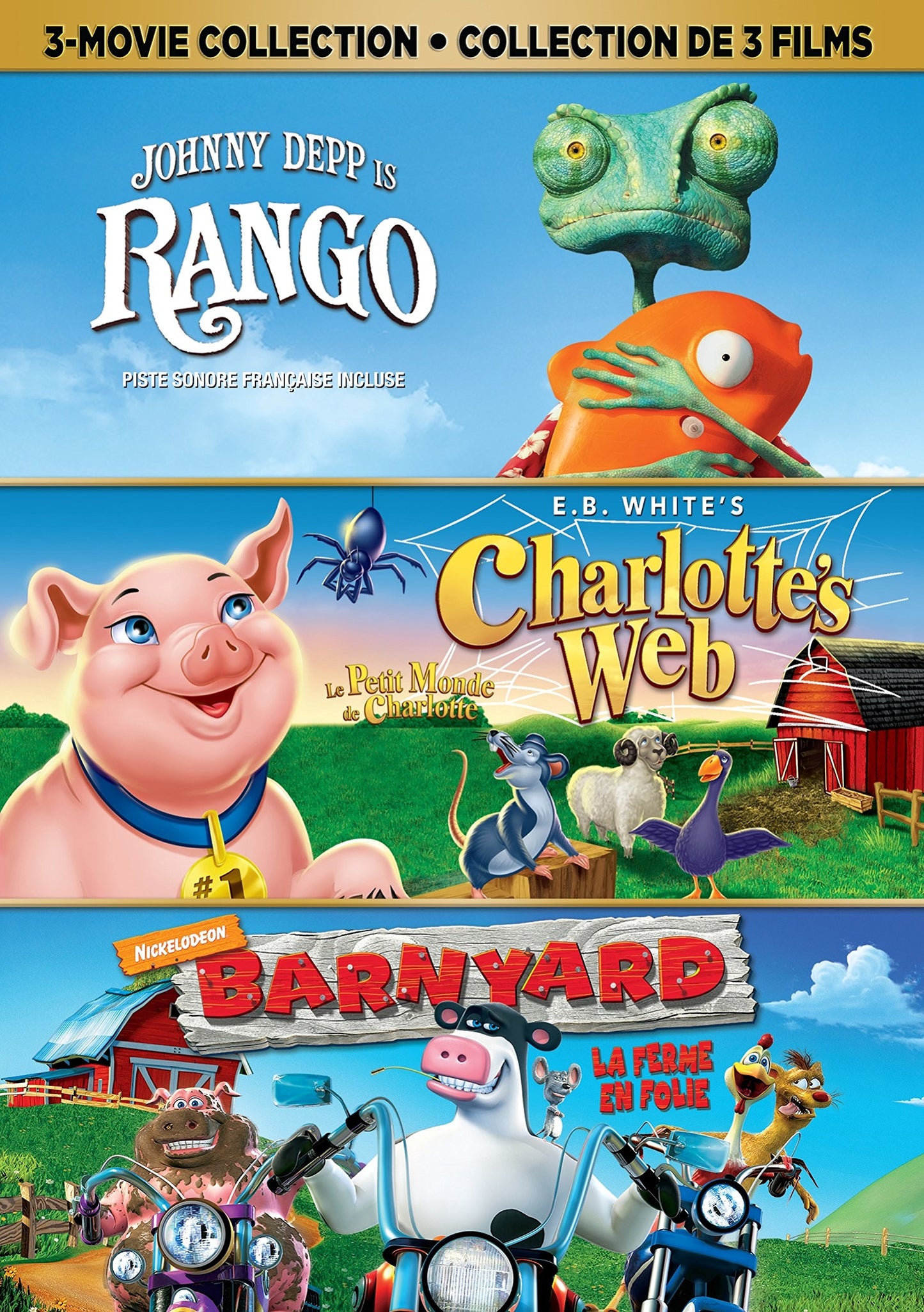Rango/Charlotte's Web/Barnyard 3-Movie Collection [Very Good]