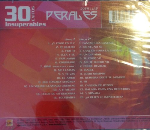 30 Exitos Insuperables [Audio CD] Perales, Jose Luis - Very Good