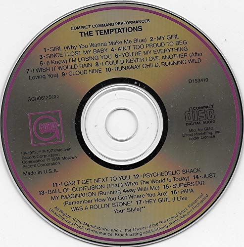 Compact Command Performances [Audio CD] Temptations - Very Good