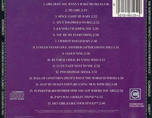 Compact Command Performances [Audio CD] Temptations - Very Good
