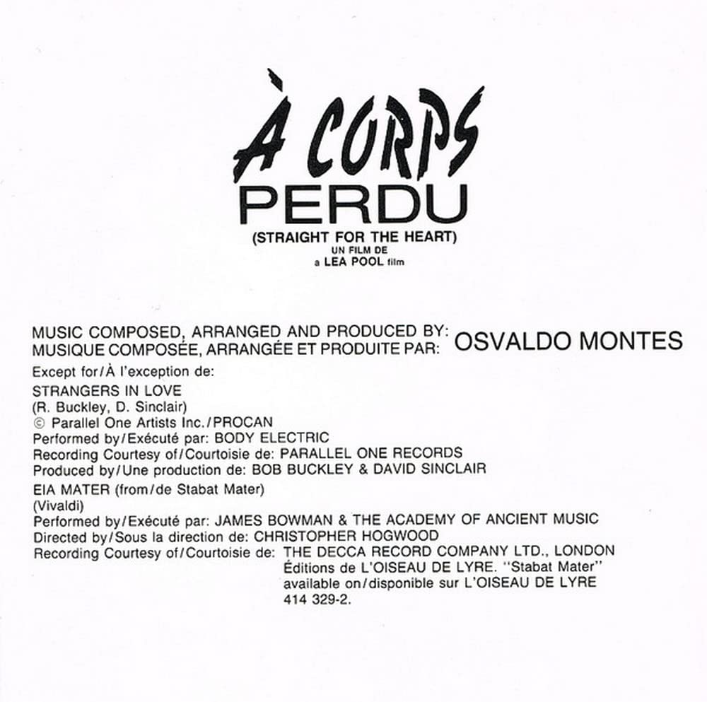 A corps perdu - (straight for the heart) ost - 1988 [Audio CD] OSVALDO MONTES - Very Good