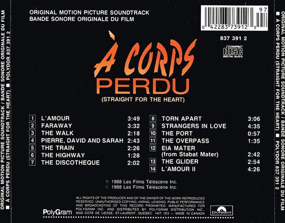 A corps perdu - (straight for the heart) ost - 1988 [Audio CD] OSVALDO MONTES - Very Good