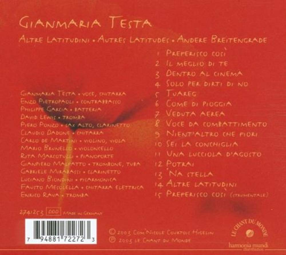 Altre Latitudini [Audio CD] Testa, Gianmaria - Good