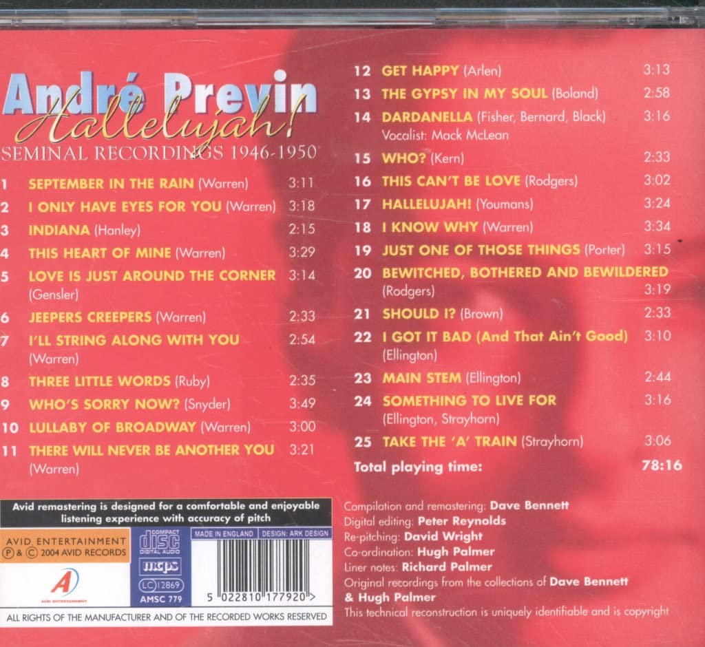 Hallelujah [Audio CD] Previn, Andre