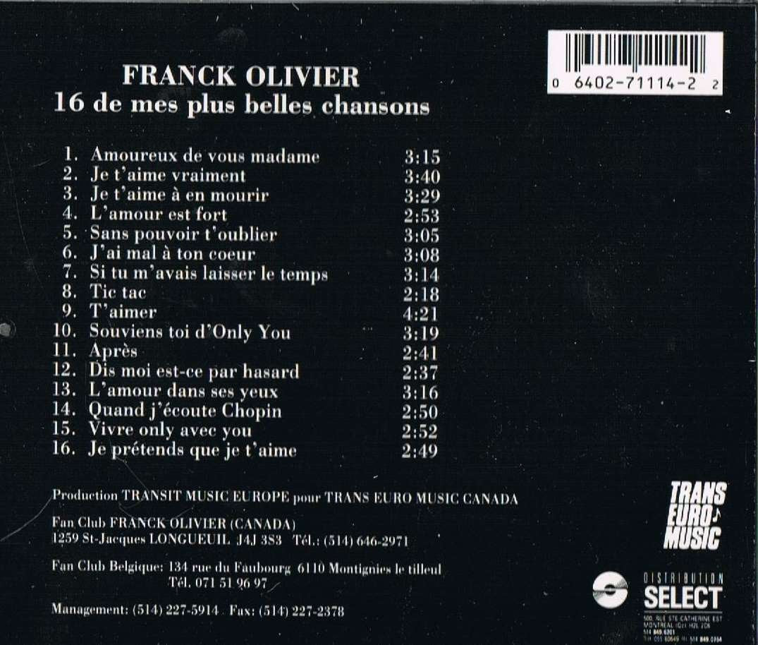 16 de mes plus belles chansons [Audio CD] - Very Good