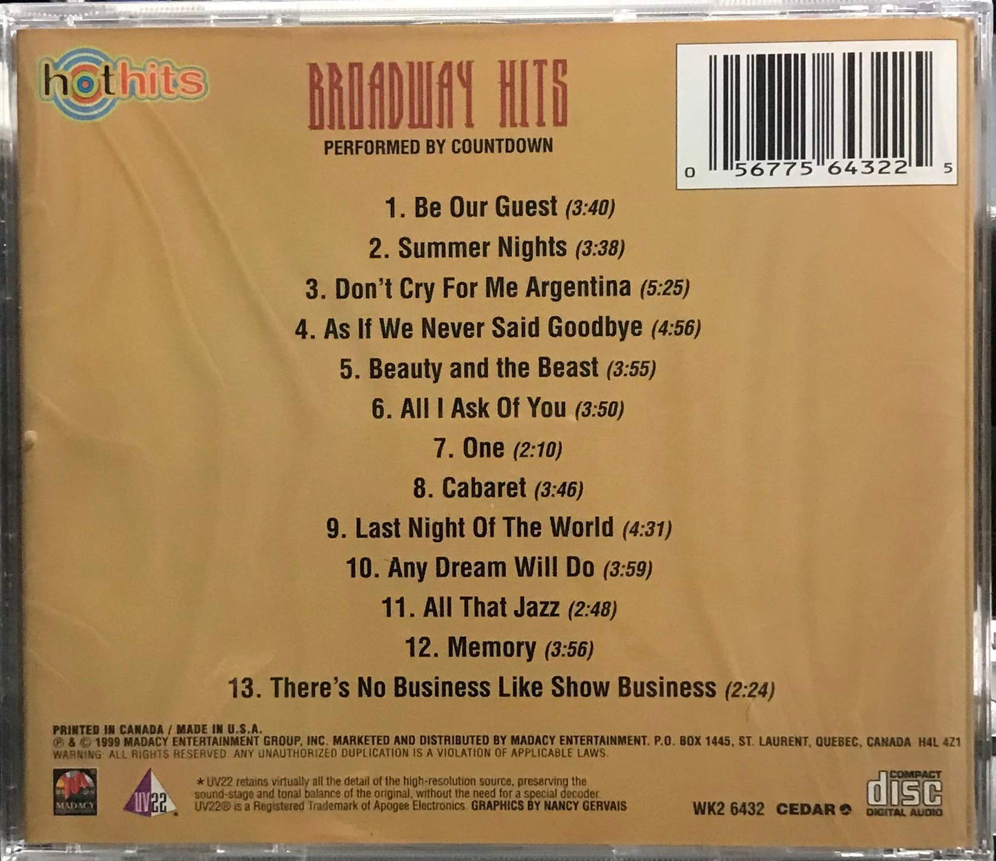 V1 Broadway Hits [Audio CD] - Very Good