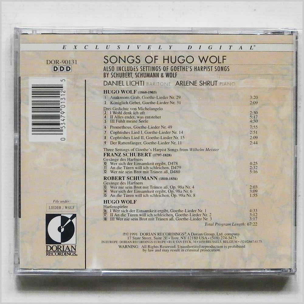 Wolf Schubert Schumann: Song Recital. (Daniel Licht Baritone W.Arlene Shrut Piano. Total Ti [Audio CD] VARIOUS ARTISTS