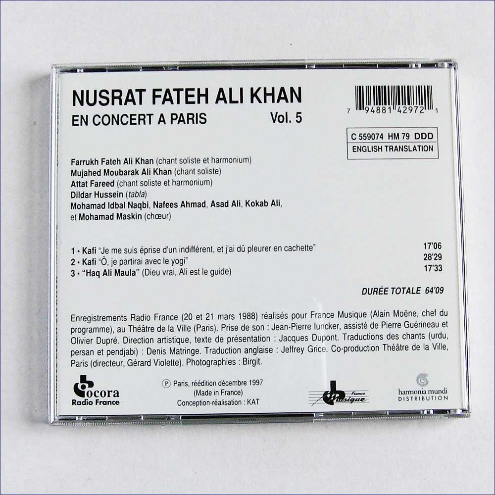 En concert � Paris, vol. 5 [Audio CD] KHAN Nusrat Fateh Ali