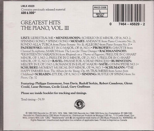 Piano Greatest Hits 3 [Audio CD] - Very Good