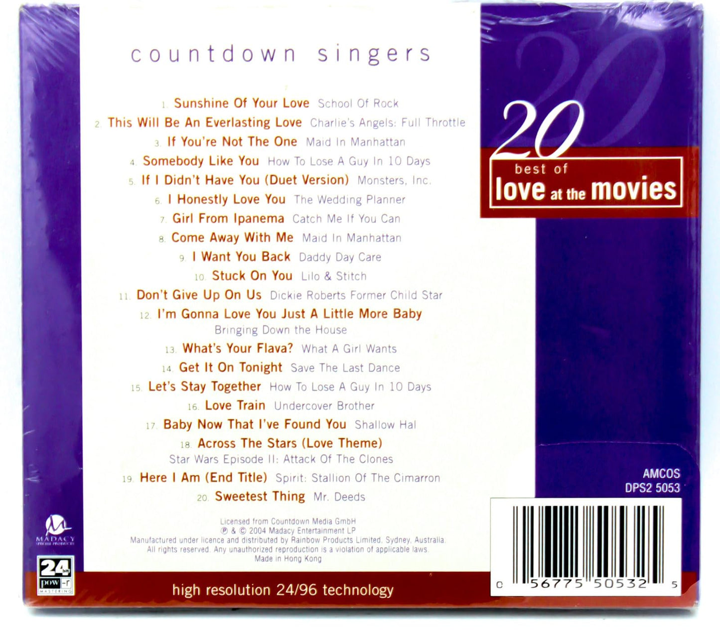 20 Best of Love at the Movies [Audio CD] Countdown Singers - Good