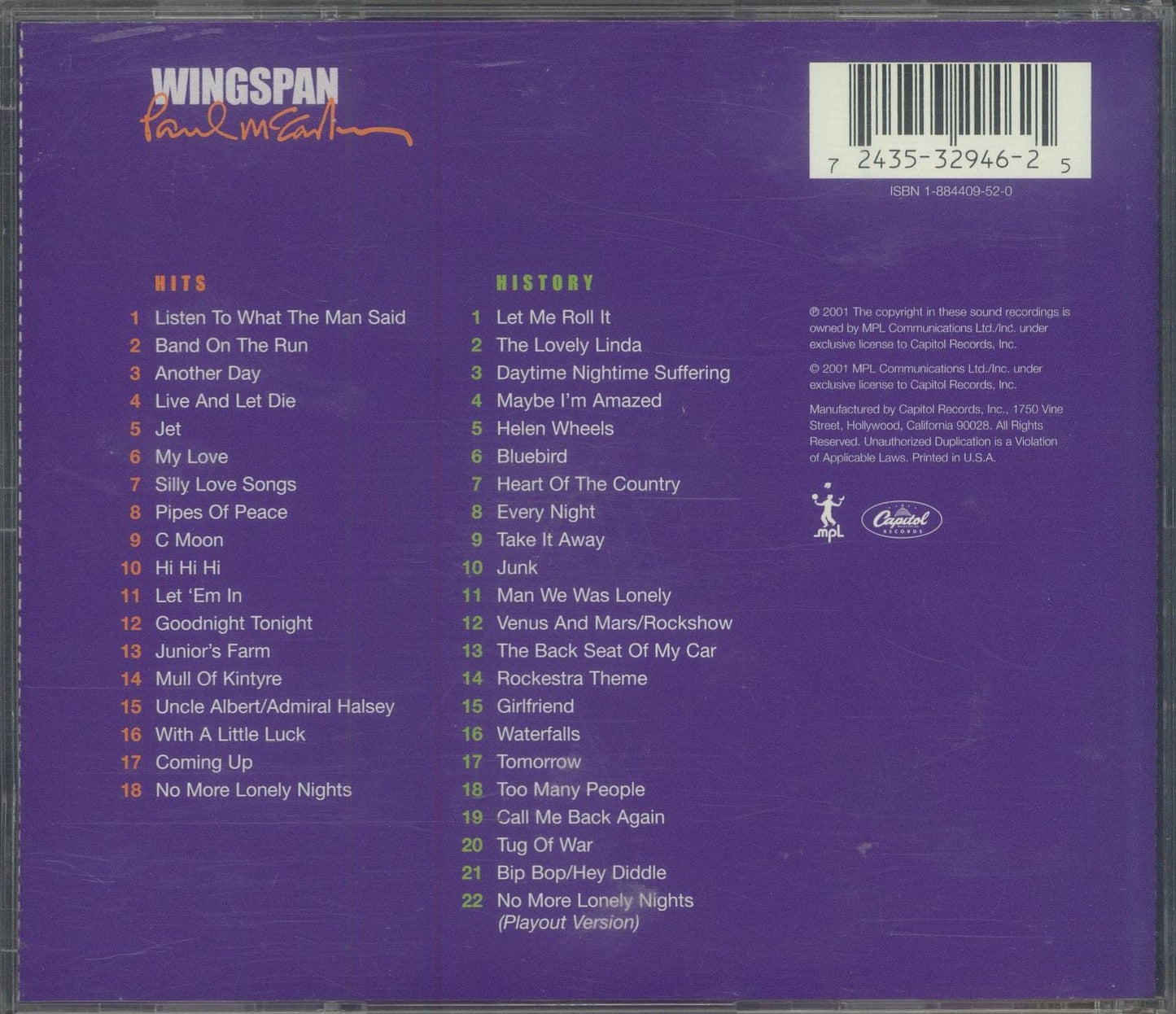 Wingspan [Audio CD] Paul McCartney and Wings - Very Good