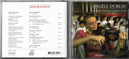 Adoration [Audio CD] Angele Dubeau; Les Petits Chanteurs du Mont-Royal; Felix Borowski; Charles Gounod; Cesar Franck; Tomaso Albinoni; Gabriel Faure and Camille Saint-Saens - Very Good