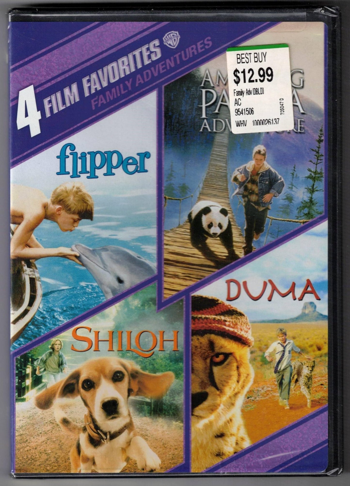 Family Adventures: 4 Film Favorites - Flipper / Amazing Panda Adventure / Shiloh / Duma [DVD] - Good