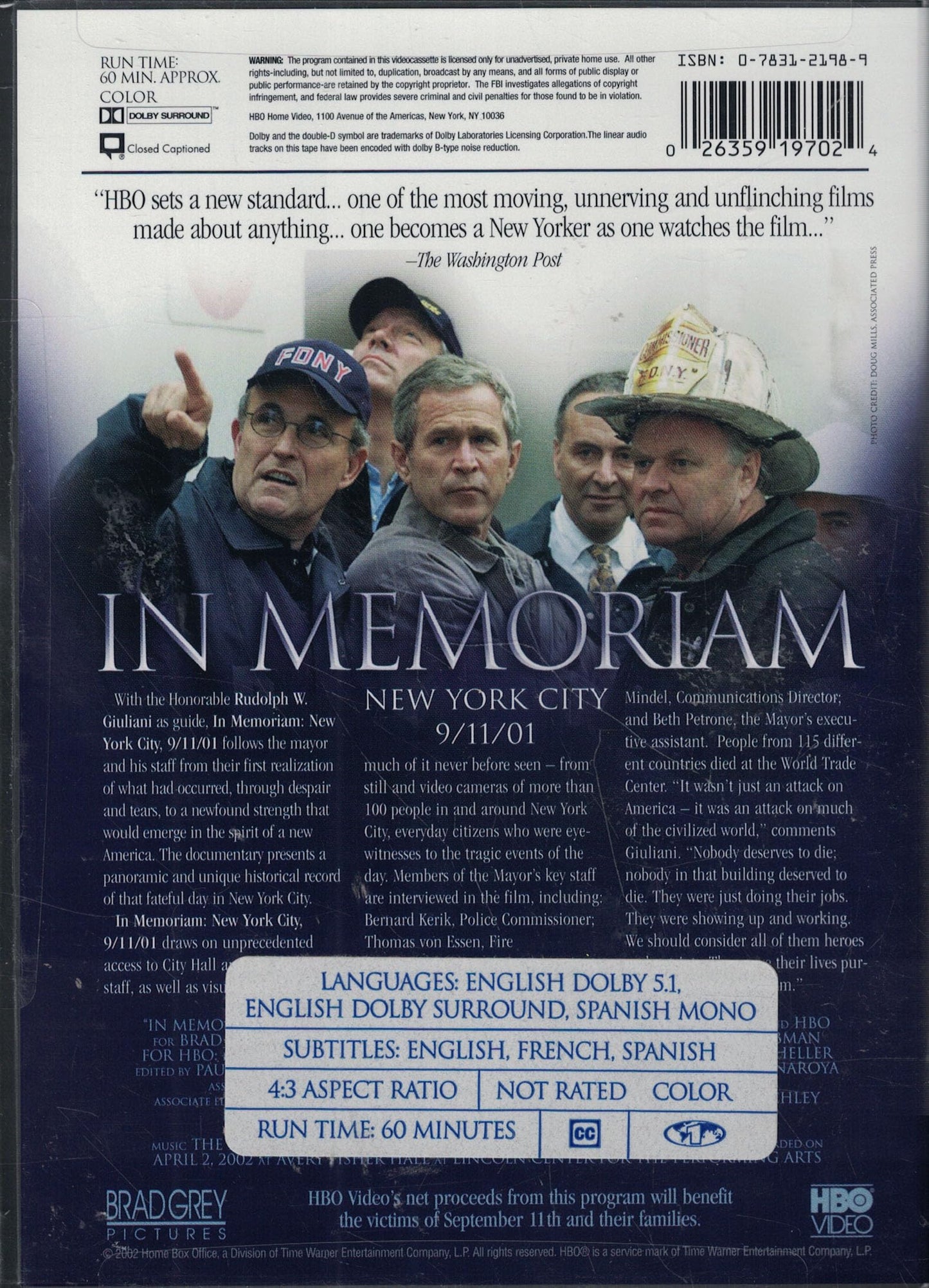 In Memoriam: New York City 9/11/01 (Widescreen) [DVD] - Good