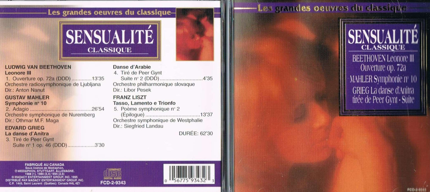 Sensualit� Classique - Les Grandes Oeuvres du Classique [Audio CD] Beethoven, Mahler, Grieg, Listz,