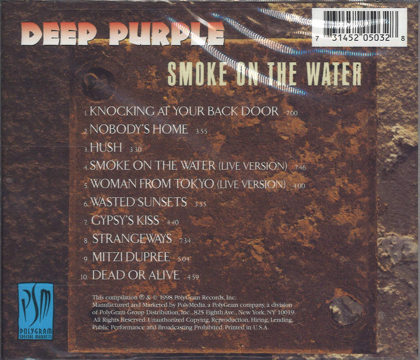 DEEP PURPLE - SMOKE ON THE WATER [Audio CD] DEEP PURPLE - Very Good