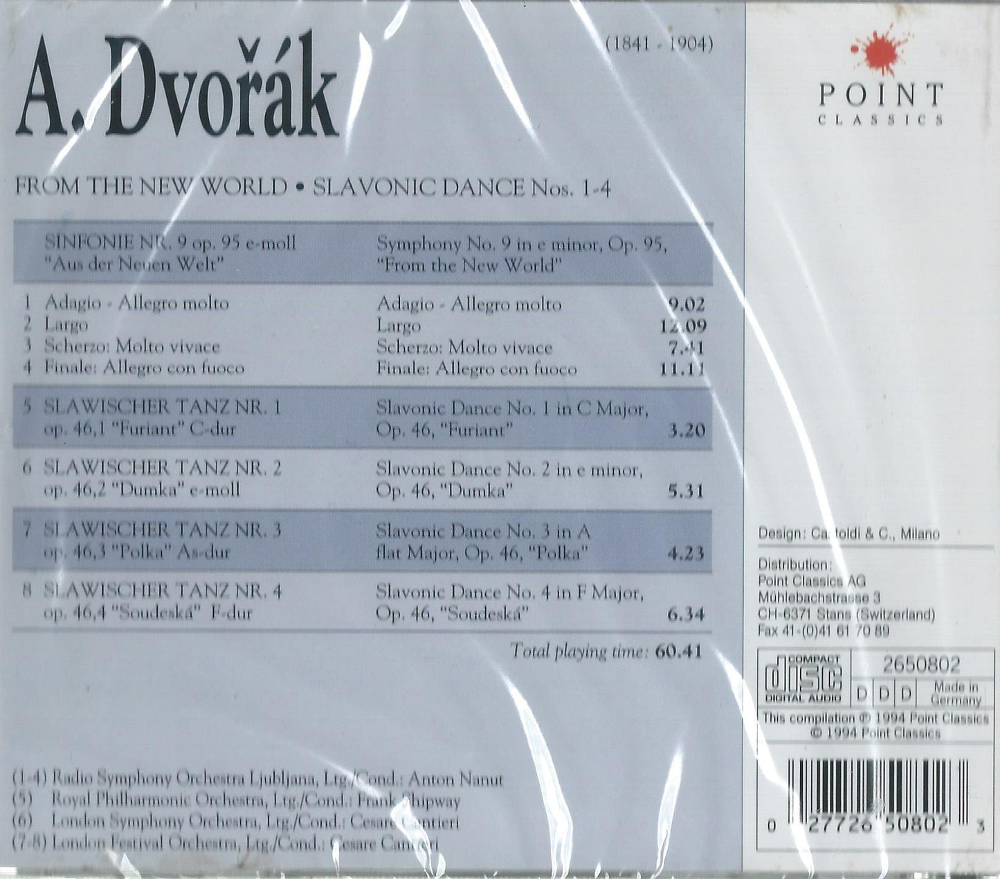 A Dvorak: From the New World- Slavonic Dance Nos. 1-4 [Audio CD] - Very Good