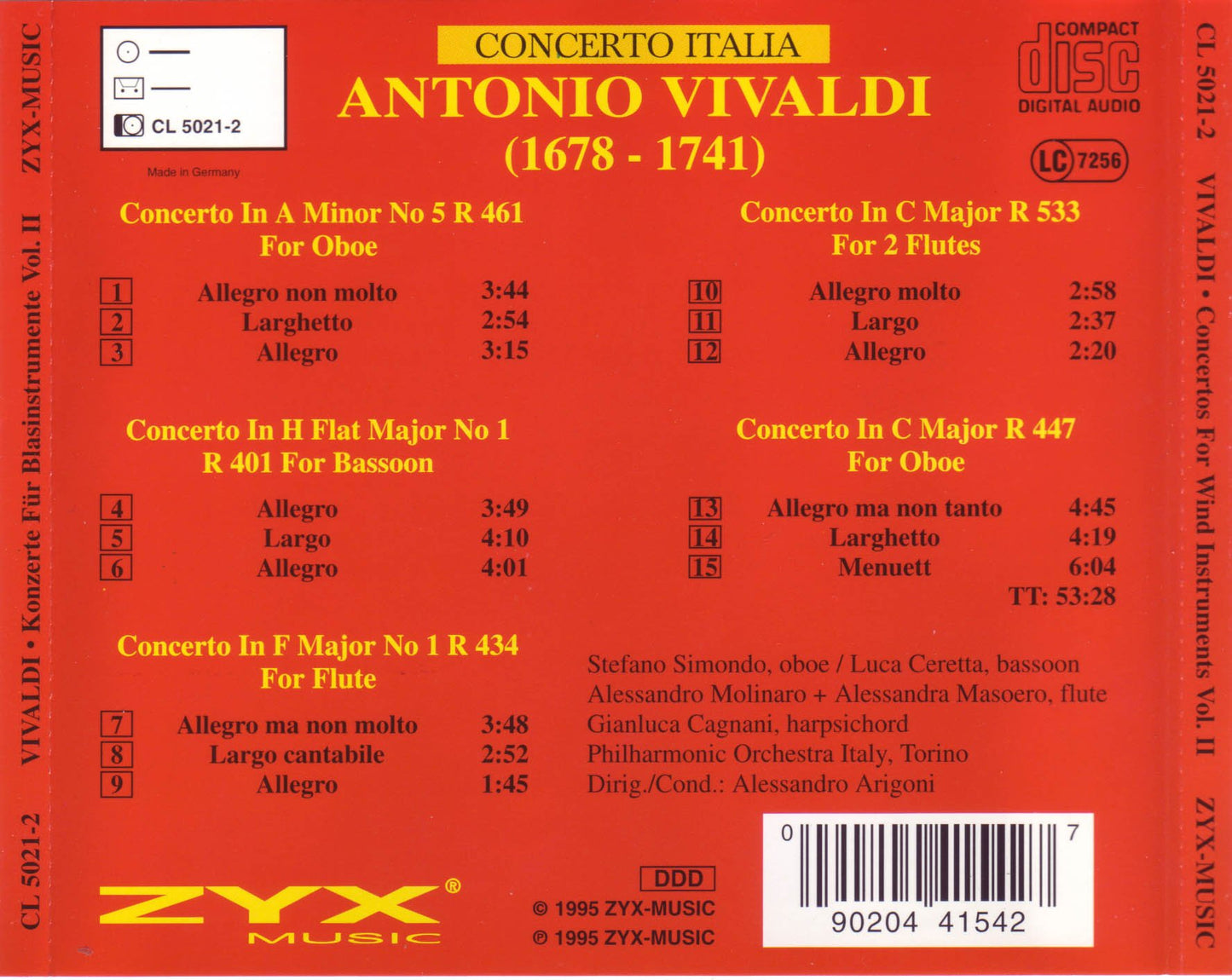Concerto Oboe/Concerto Flute (2)/Concerto Bassoon [Audio CD] - Good