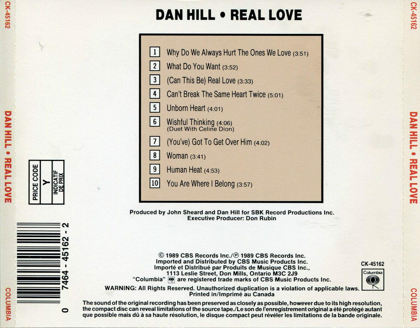 Real Love [Audio CD] Hill, Dan - Very Good