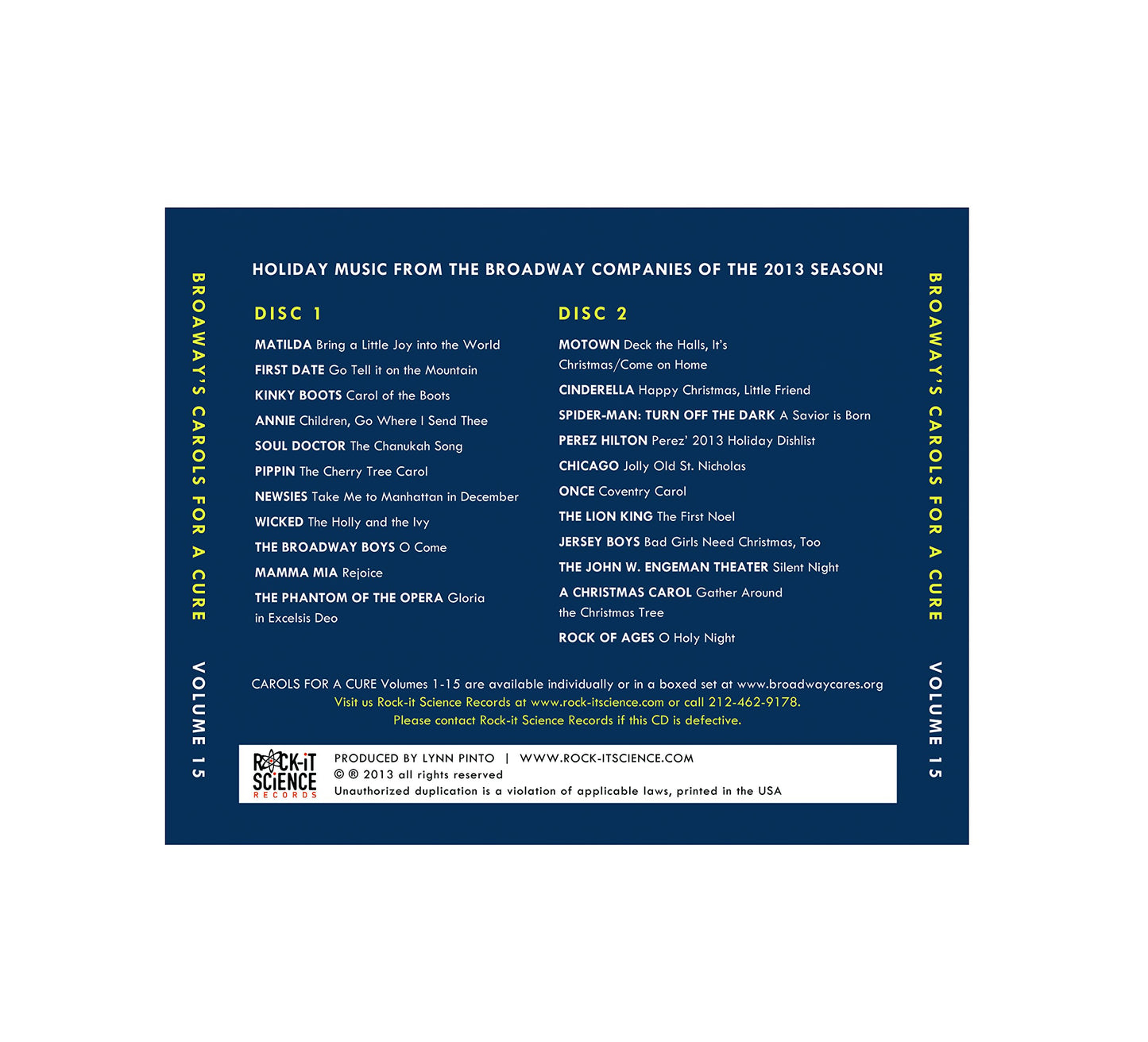 Broadway's Carols for a Cure, Vol. 15 [Audio CD]