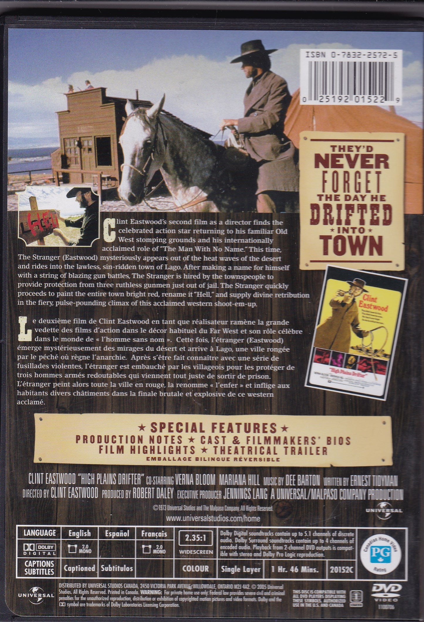 High Plains Drifter (Widescreen) (Bilingual) [DVD] - Good