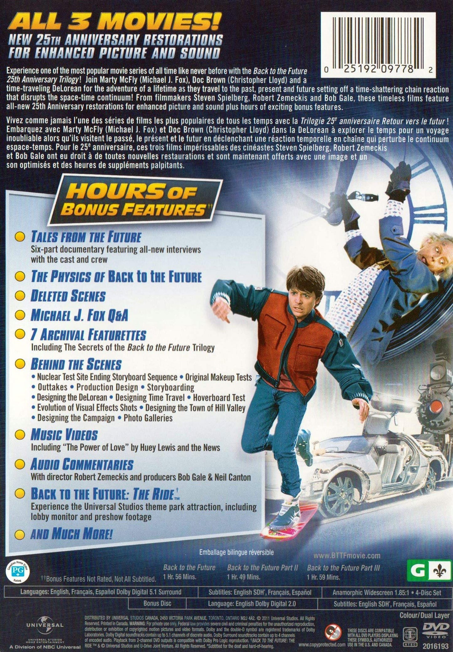 Back to the Future: 25th Anniversary Trilogy (Bilingual) [DVD] - Very Good