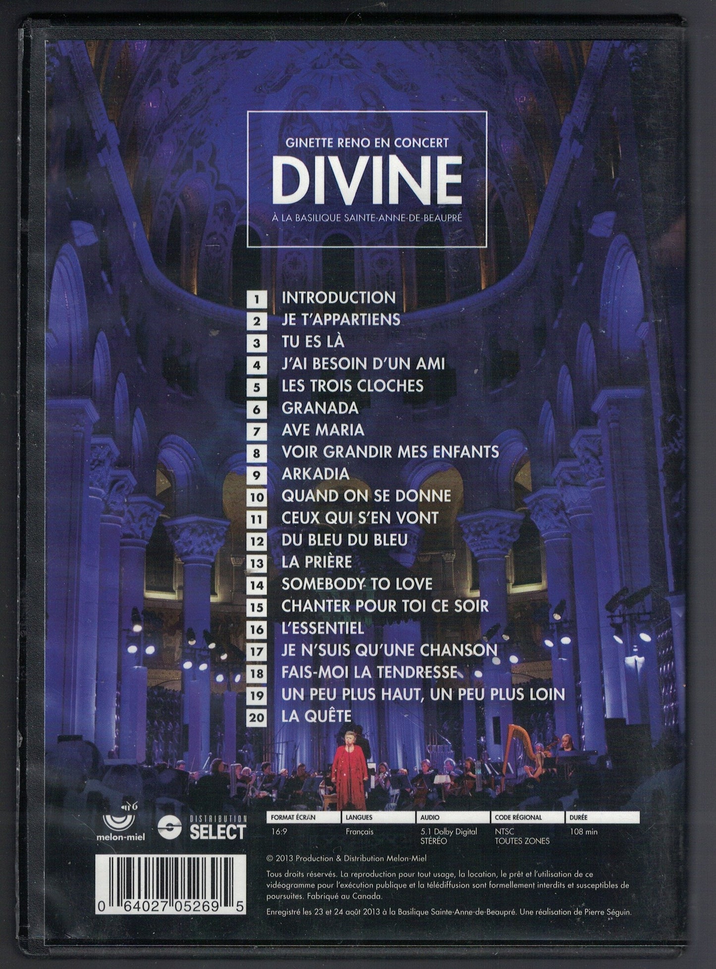 Ginette Reno: Divine - En spectacle � la Basilique Sainte-Anne-de-Beaupr� (Version fran�aise) [DVD]