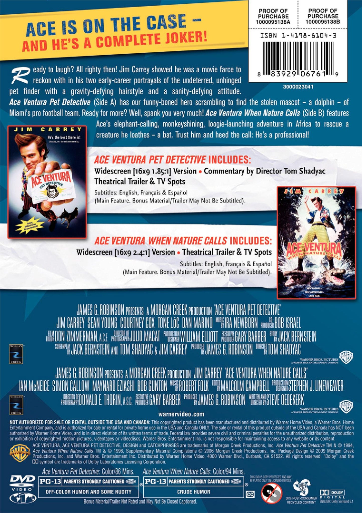 Ace Ventura Collection (Ace Ventura: Pet Detective / Ace Ventura: When Nature Calls) [DVD]