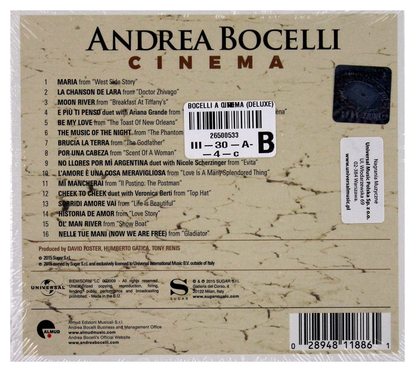 Cinema (Limited Deluxe) [Audio CD] Bocelli, Andrea