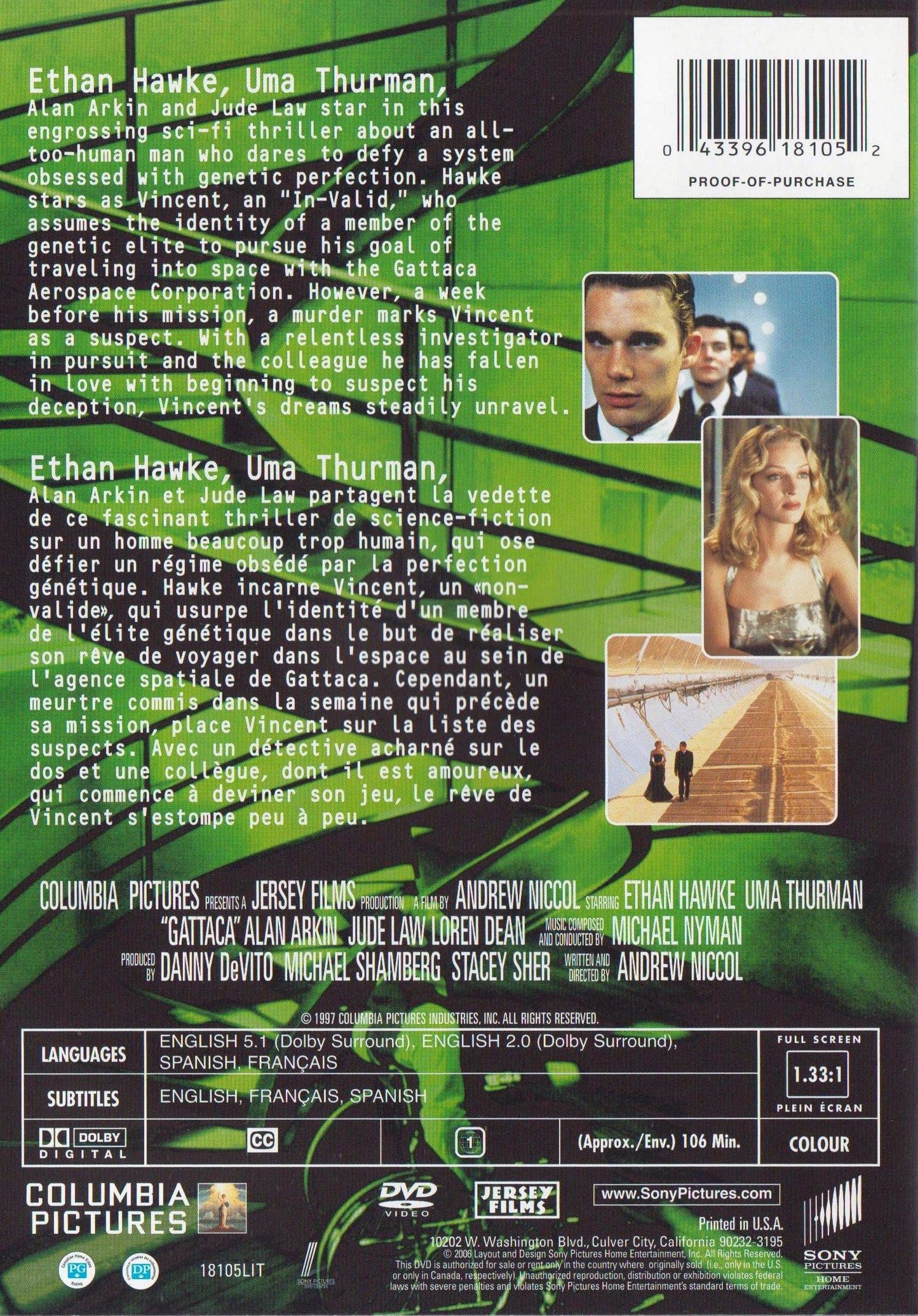 Gattaca Bilingual [DVD] - Very Good