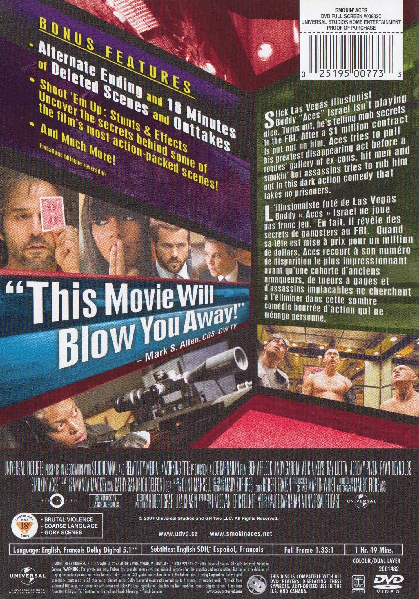 Smokin' Aces (Full Screen) [DVD] - Very Good