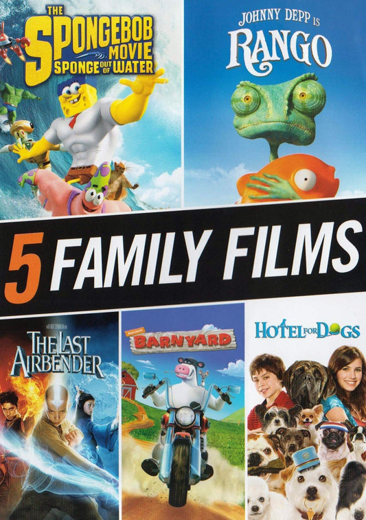 5 Family Films (Spongebob: Movie / Rango / Last Airbender / Barnyard / Hotel for Dogs) [DVD] - Very Good