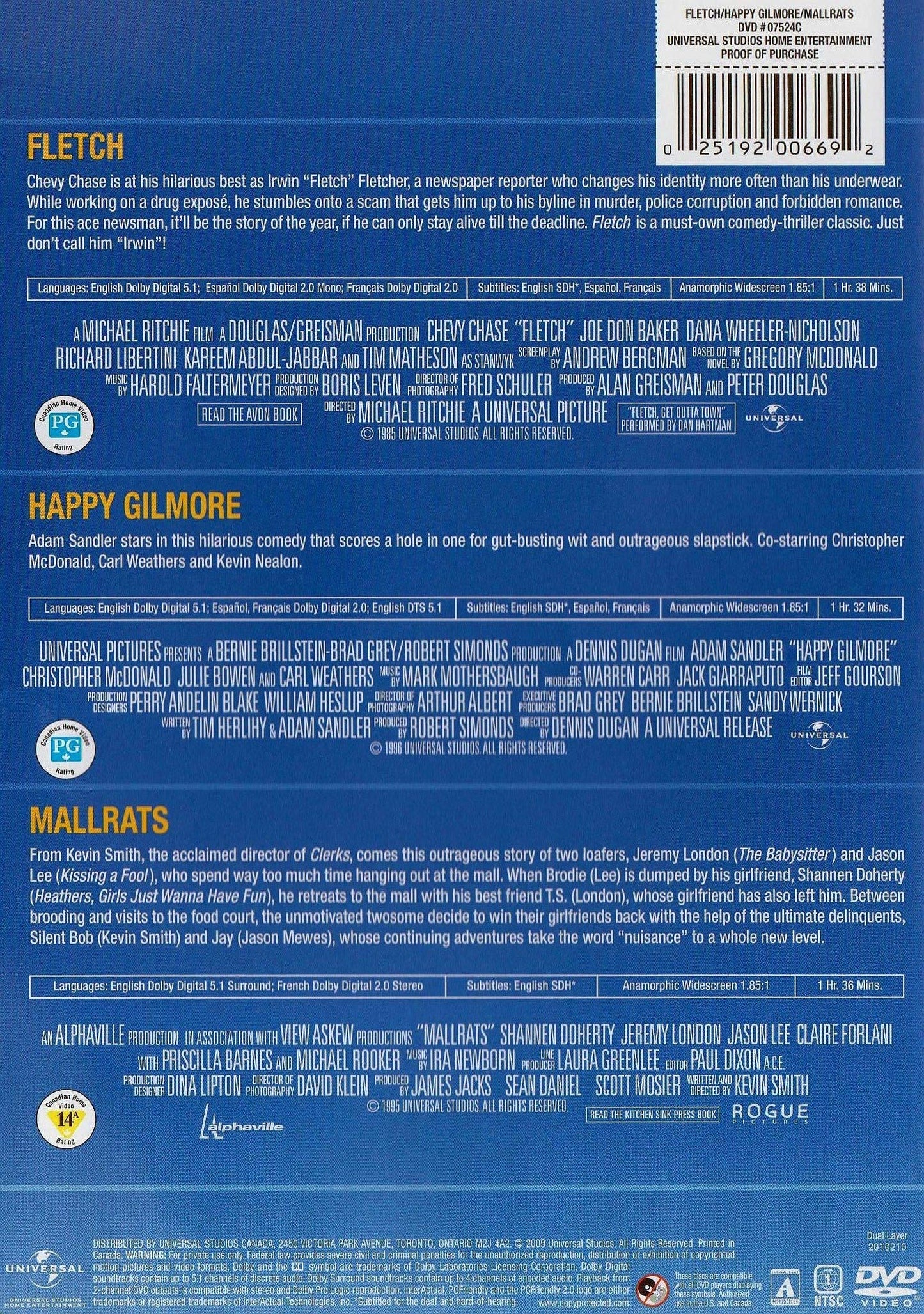 Fletch / Happy Gilmore / Mallrats Triple Feature (Bilingual) [DVD]