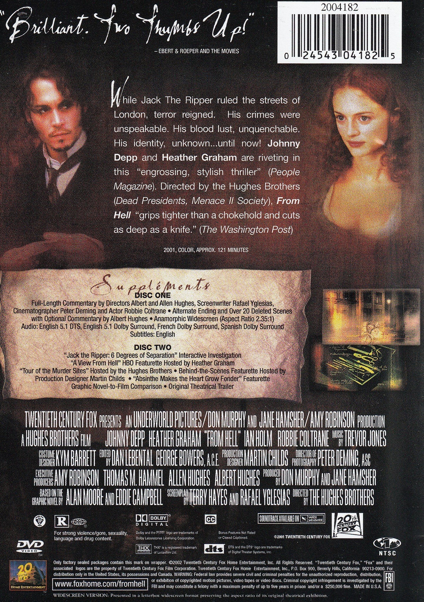 From Hell V.F. [DVD] - Very Good