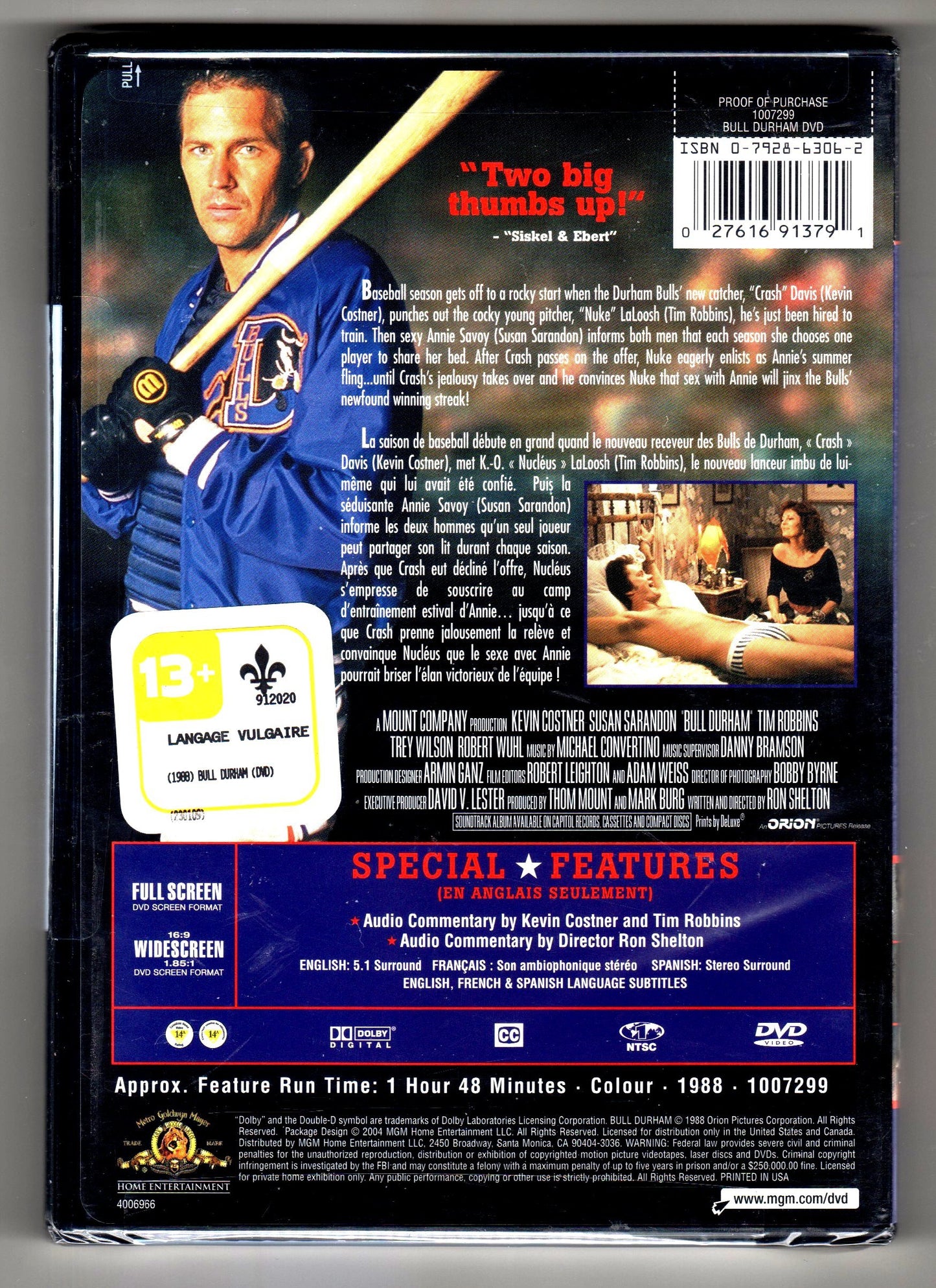 Bull Durham (Bilingual) [DVD] - Very Good