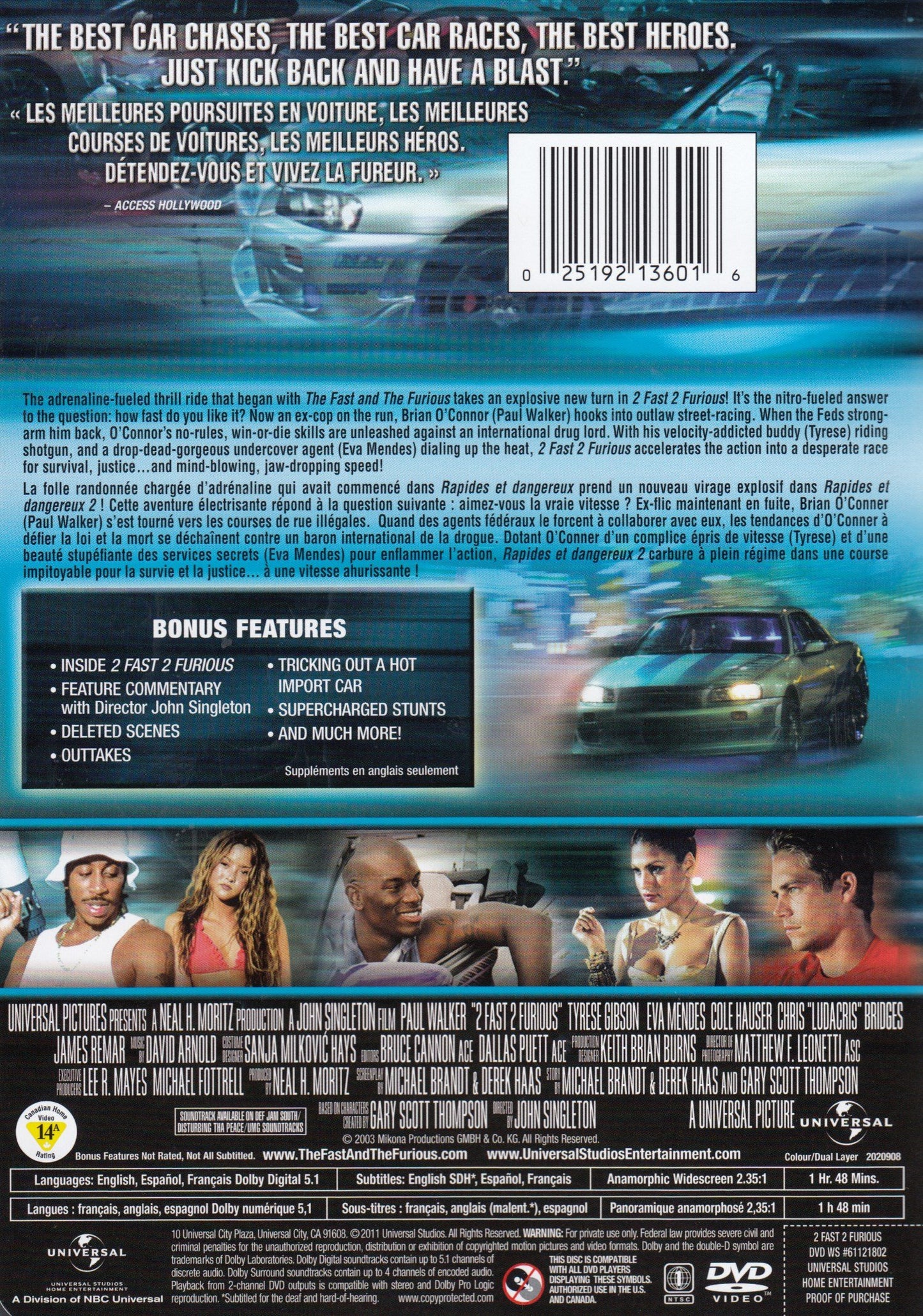 2 Fast 2 Furious (Bilingual) [DVD] - Very Good