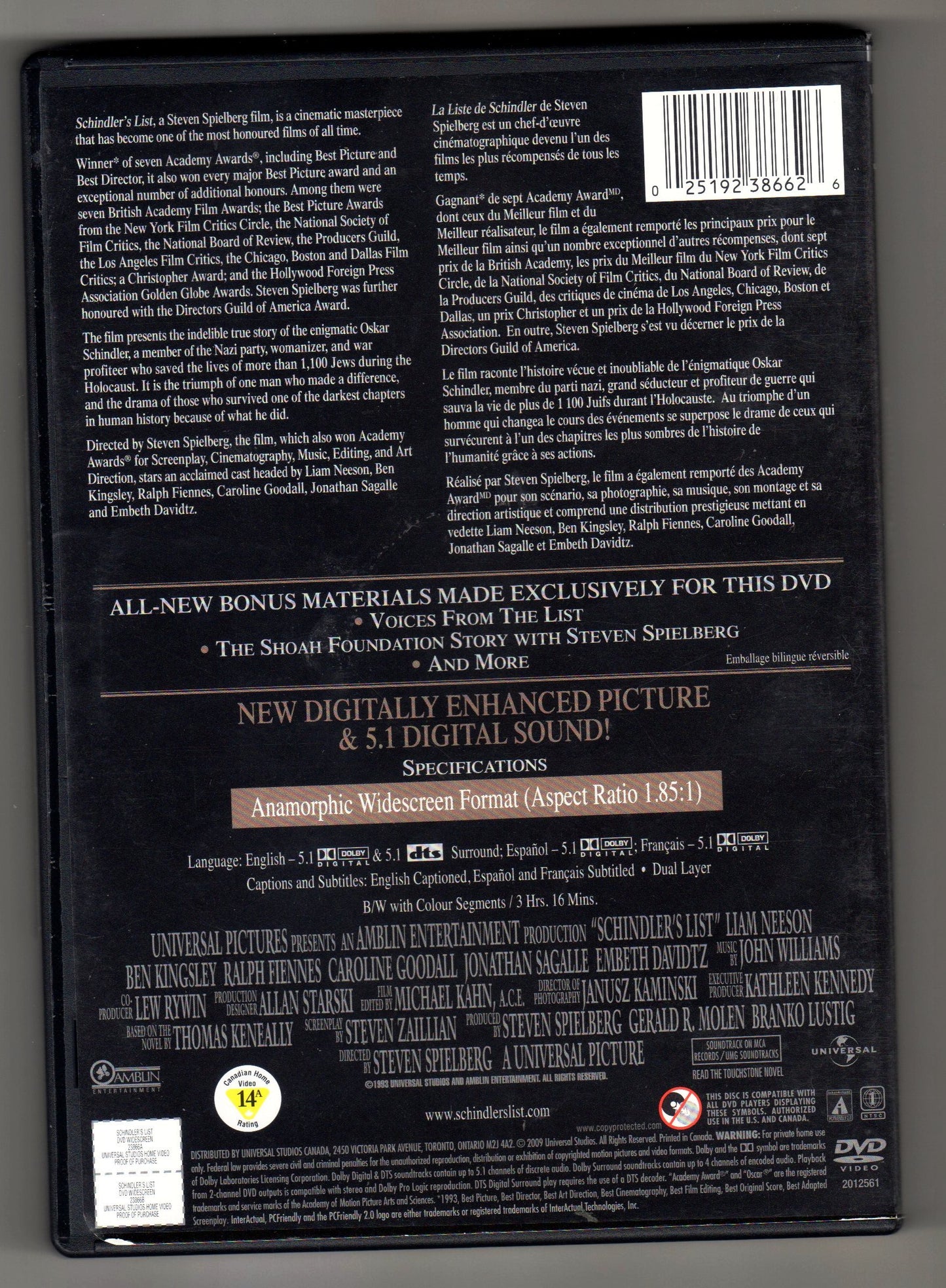 Schindler's List (Widescreen Edition) - Good